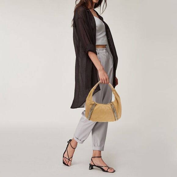 Michael Kors Beige Leather ID Chain Hobo - Picture 2 of 4